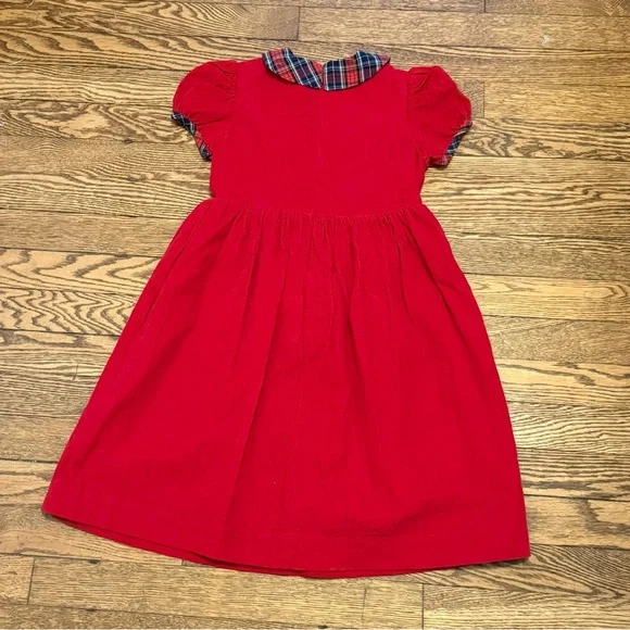 Red Corduroy and Plaid Sz 6 Dress - Picture 3 of 6